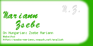 mariann zsebe business card